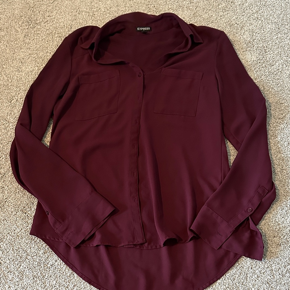 Express Women's Deep Red Button Down Shirt